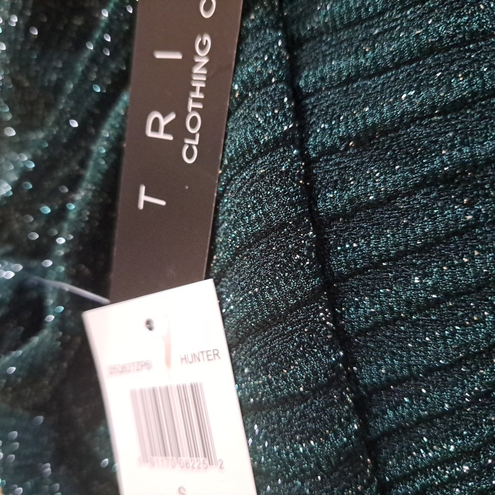 Trixxi Metallic Mini Dress, Hunter Green,  Size Small - Picture 6 of 8